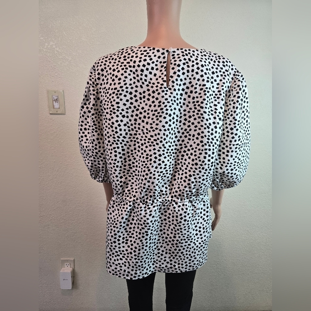 Alfani womens coral tides shirt linen blend white black Size Xl - Picture 8 of 12